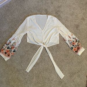 Floral Front Tie Blouse
